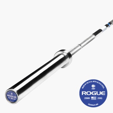 Rogue 28MM IWF Olympic Weightlifting Bar w/ Center Knurl - Bright Zinc